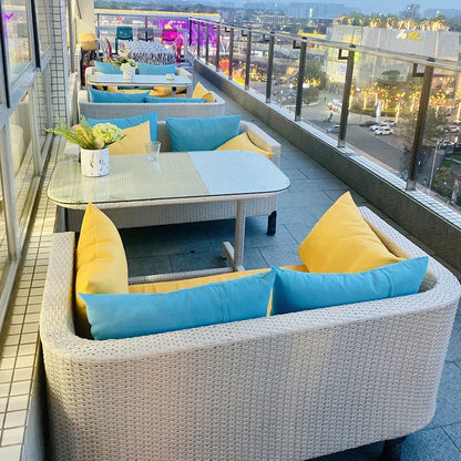 Outdoor Sofa Leisure Set, Garden Terrace Chair, Courtyard Balcony Double , -Woven Outdoor Imitation Rattan Sofa