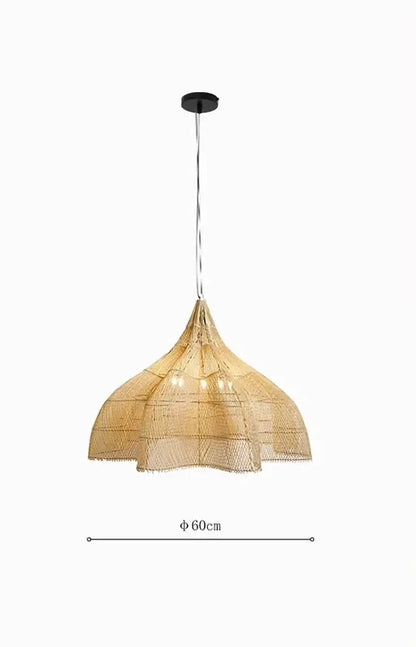 Wabi Sabi Rattan Pendant Lamp Modern Living Room Wicker Pendant Lamp Restaurant Kitchen Dining Room LED Handmade Pendant Light
