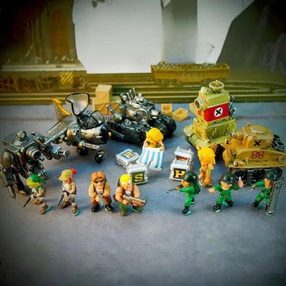 1:64 Metal Slug Genuine Tide Play Figure Snk Hand-Made Heavy Machine Gun Flame Shot Gun Doll Tank Enemy Soldier
