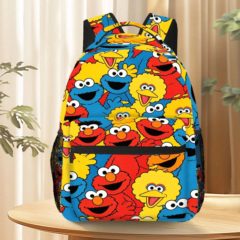 Cartoon Elmo Big Bird Full Print Backpack Sesame Street Schoolbag Outdoor Travel Rucksack Gift
