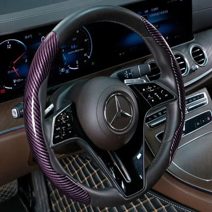 2026 Laser Carbon Fiber Silicone Car Steering Wheel Cover 1K Micro Fiber Leather PVC Wheel Booster Cover Non-Slip Universa