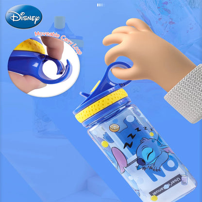 Disney Stitch Portable Water Cup Reusable Travel Tumbler Cute Cartoon Drinking Cup Leakproof Lightweight Drinkware School Gift