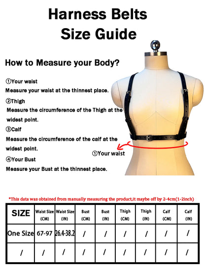 Fashion Punk PU Leather Waist Belt for Women Gothic Body Bondage Chest Harness Belt Adjustable Suspenders Clothing Accessories