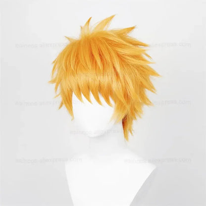 Anime Kurosaki Ichigo Cosplay Wig 30cm Orange Short Hair Heat Resistant Synthetic Wigs Halloween Party