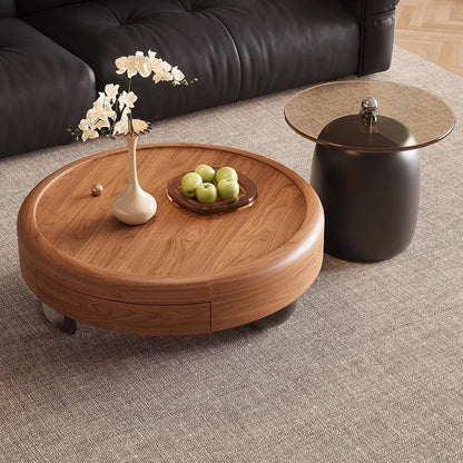 Round Wabi Sabi Coffee Table Glamour Classic Vintage Storage Coffee Table Aesthetic Modern Table Basse Living Room Furniture