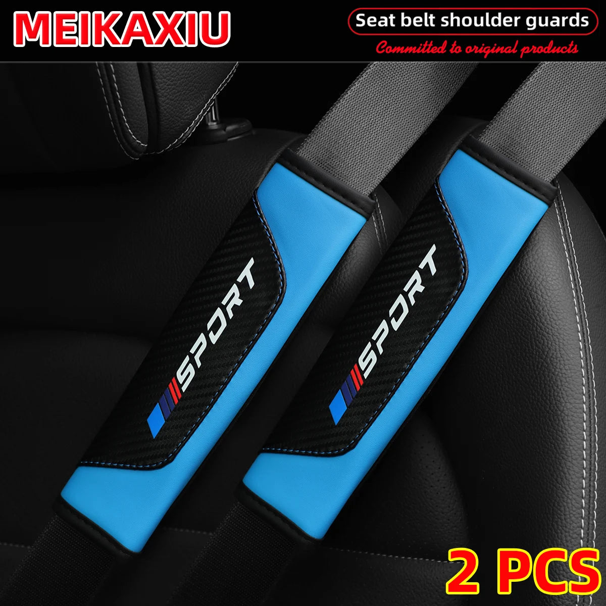 1/2PCS Women's PU Leather Carbon Fiber Sport Car Shoulder Guard Cover Seat Belt Decoration New Car Accessory