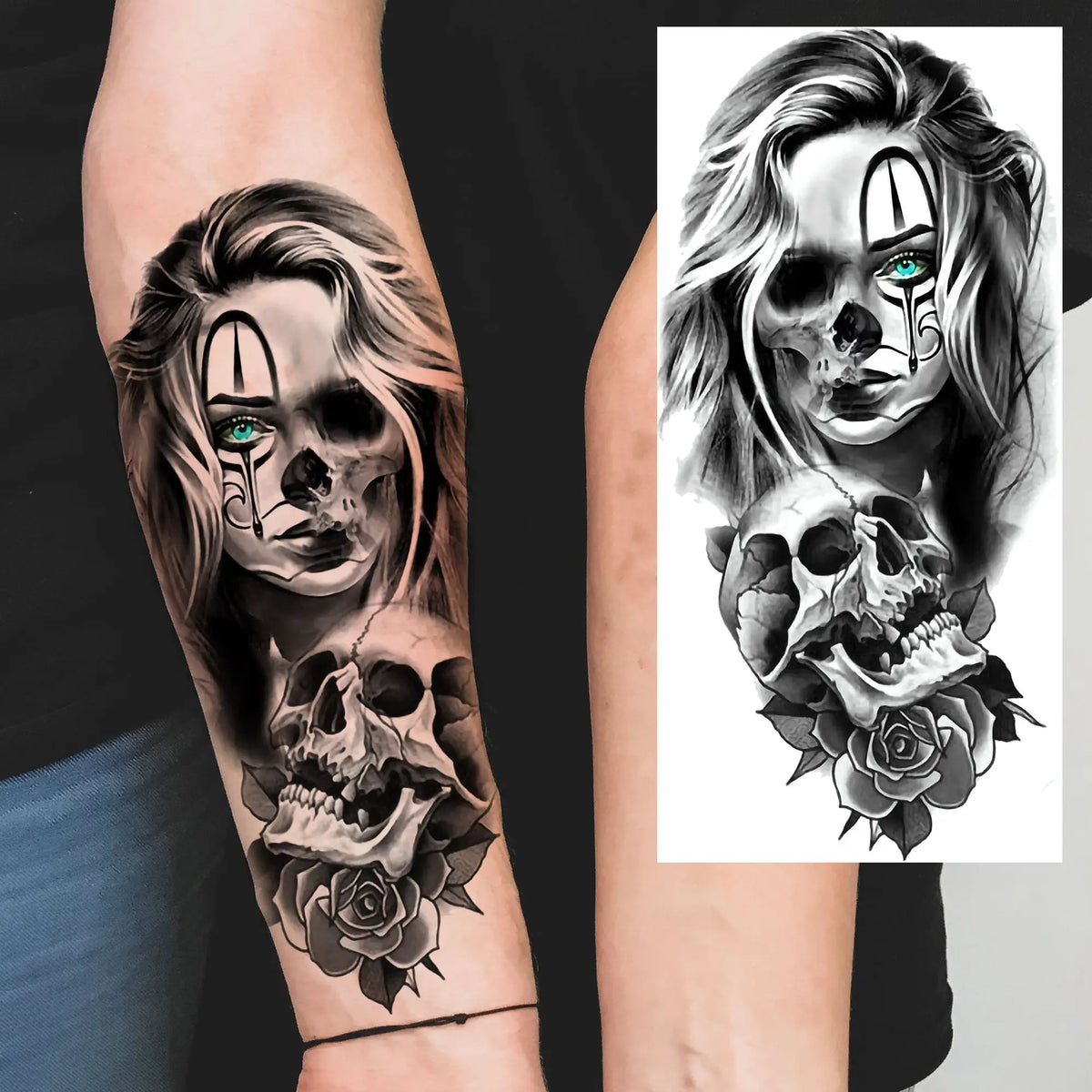 1 Sheets Chicano Prison Gangster Temporary Tattoos For Women Men Adults Fake Tattoo Sticker Water Transfer Self Adhesive Arm Leg