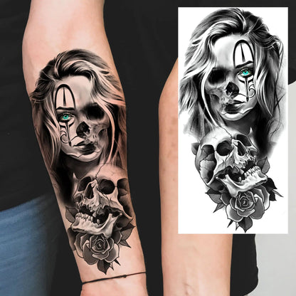 1 Sheets Chicano Prison Gangster Temporary Tattoos For Women Men Adults Fake Tattoo Sticker Water Transfer Self Adhesive Arm Leg