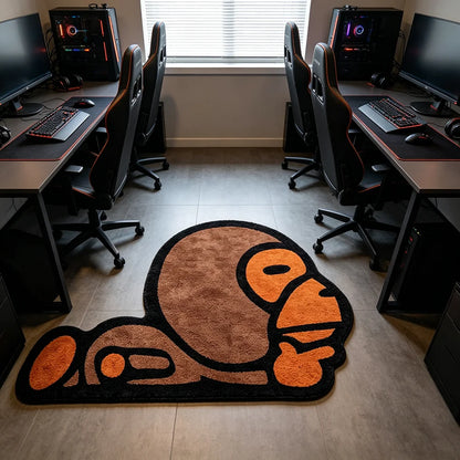 Creative Cartoon Irregular Monkey Rug Trendy Unique Decor for Gaming Rooms Soft Comfortable Carpet Home Bedroom Bedside Mat