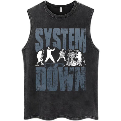 Washed Rock Band Tank Tops Men's Retro Hip Hop Sleeveless T-shirt Summer Oversized Cotton Vests Gifts Fans Gifts Streetwear Tops