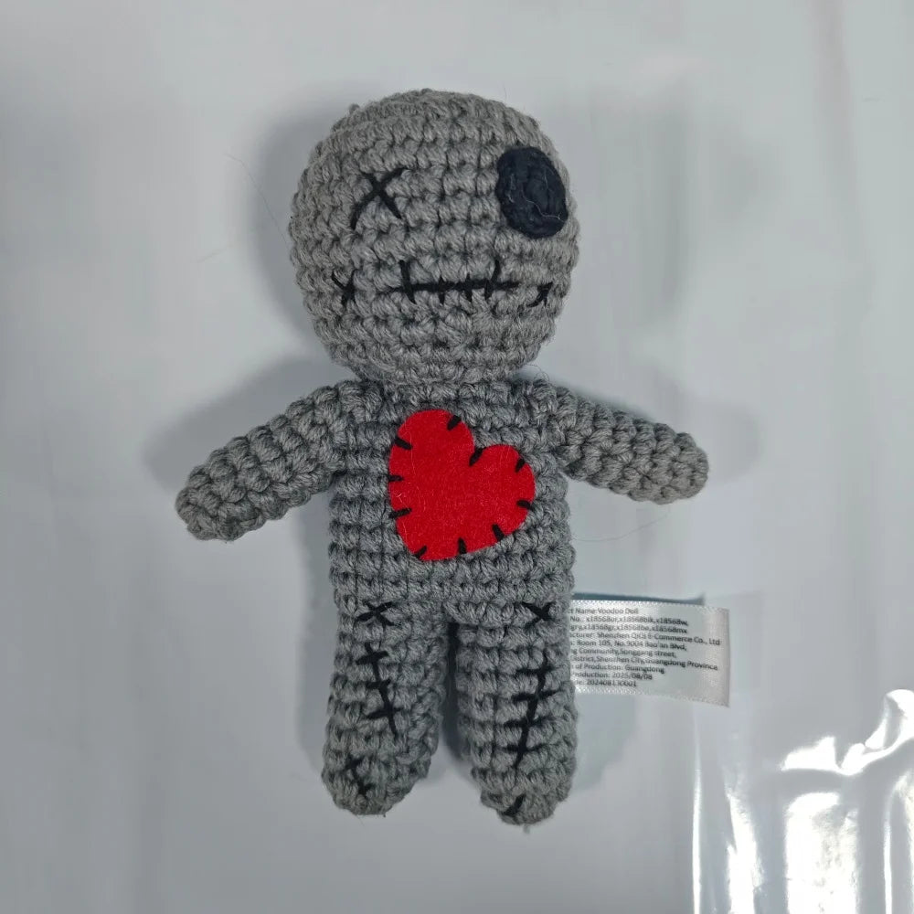 Crocheted Voodoo Doll Handmade Cute Red Heart Yarn Dolls Keychain Halloween Decoration Creative Gift For Party Home Decor