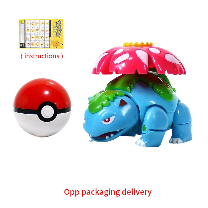 Pokemon Figure Dragonite Gengar Mew Snorlax Lapras Pokeball Elf Ball Deformation Toy Pikachu Monster Educational Doll Kids Gift