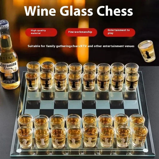 Transparent Glass Wine Glass Set Bar Drinking Games Home Party Games Whiskey Cocktail Tequila Bar Game Chessboard Set Party Gift