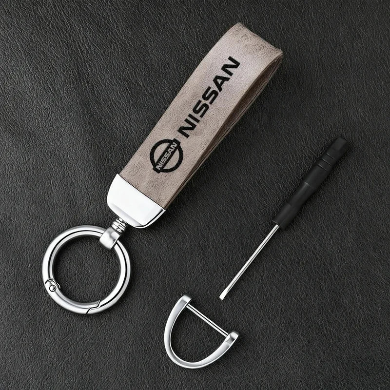 Vintage Leather Car Keychain Key Ring Pendant Fit For Nissan Sylphy N7 Qashqai J10 J11 Note Teana Navara Juke GTR 350Z Patrol Ti