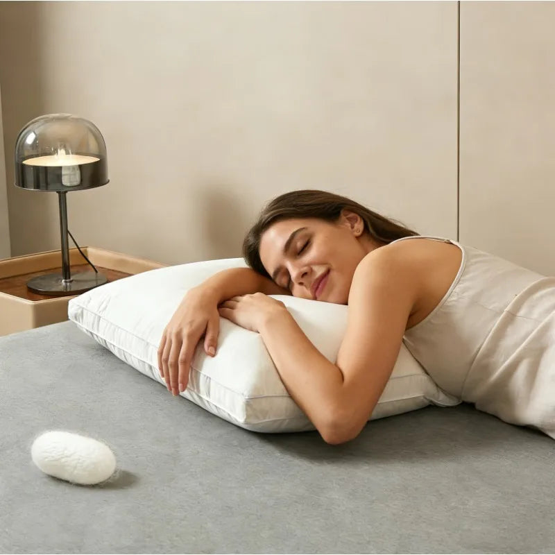1200G Luxury Mulberry Silk Pillow 48x74cm Hypoallergenic Sleeping Pillow Comfortable Cotton Shell Hotel High Quality Bed Pillows