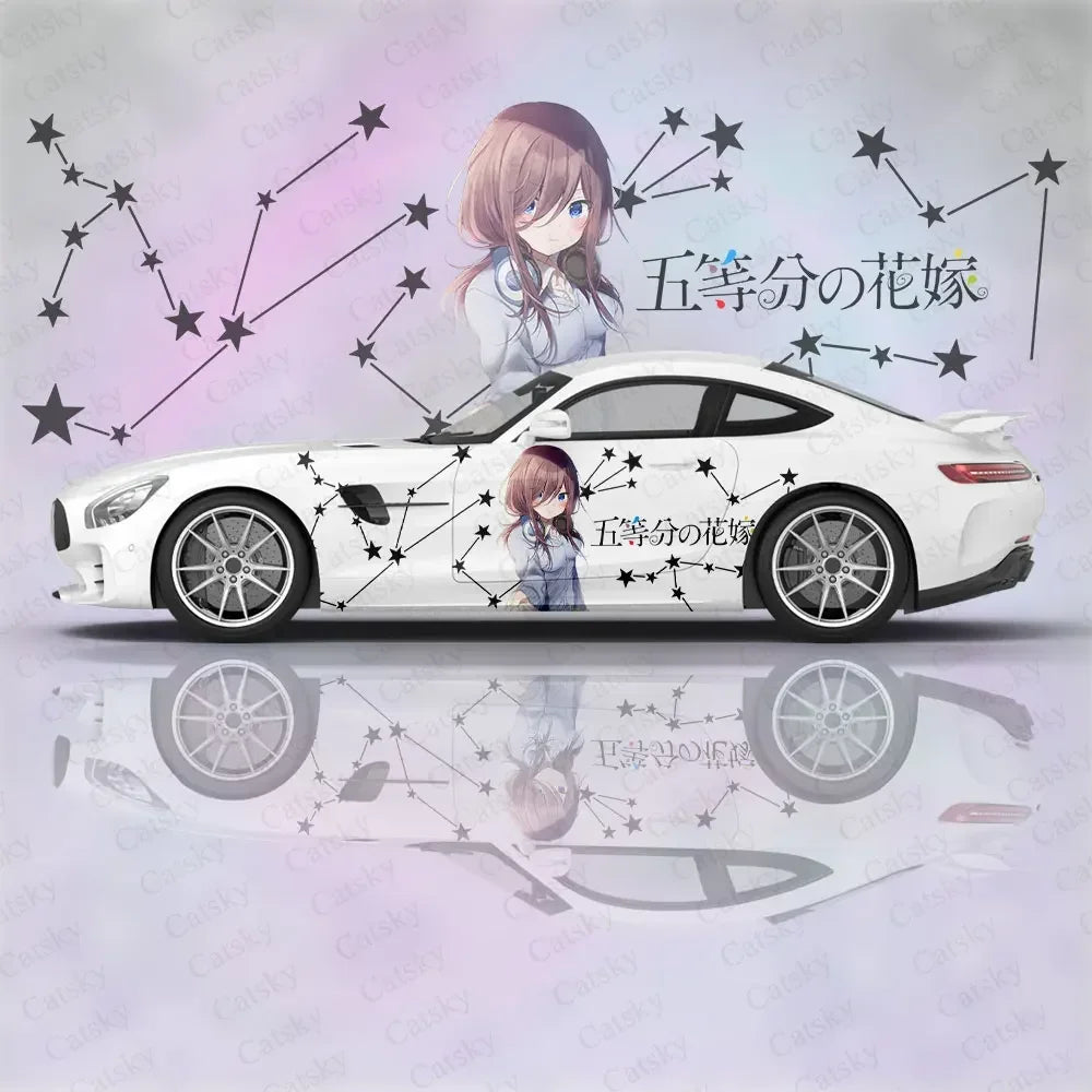 Nakano Miku Custom Anime Girl Car Accessories Anime Body Stickers Auto Side Film Decal Body Vinyl Sticker SUV Decoration Pattern