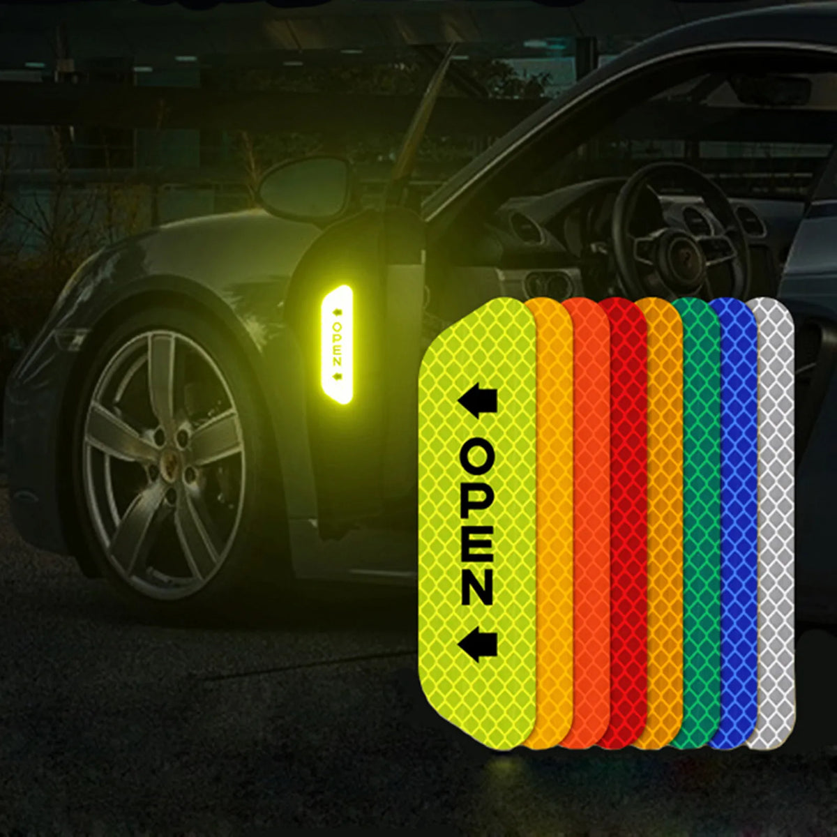 Reflective Car Accessories Door Sticker Safety Tape Inside Auto For Porsche Cayenne Mini F56 Ioniq 5 Ford Focus Mk4