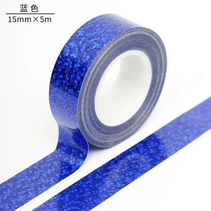 5M Laser Pattern Tape Blue Green Silver Creative Color Basic DIY Bookkeeping Decorative Material Stickers Handmade Tape