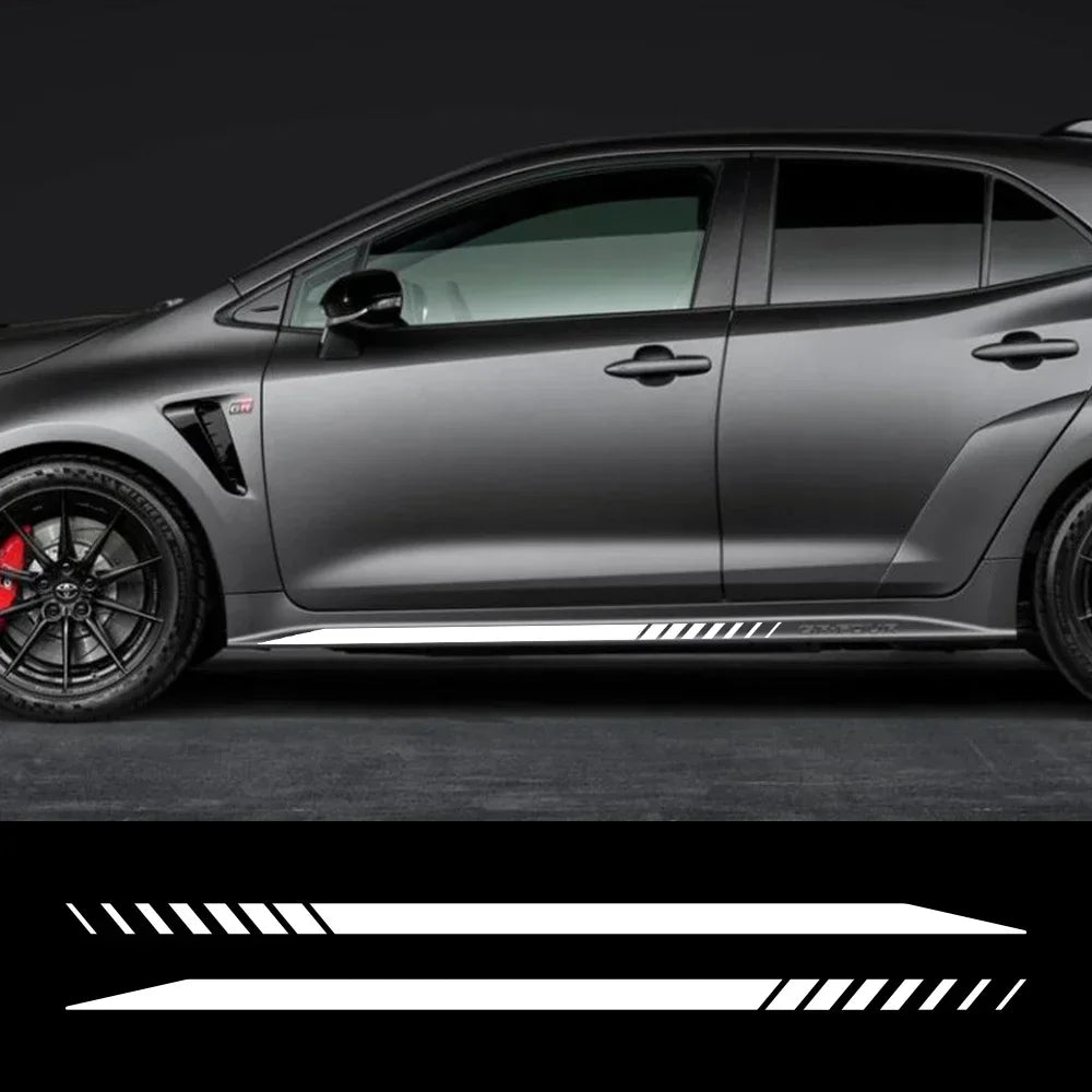 Car Vinyl Decals Side Skirt Graphics Racing Stripes Sticker Waterproof Hatchback Decor Accessories For Toyota Corolla GR Four