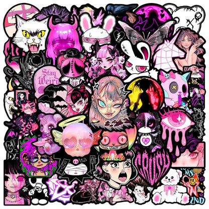 10/25/50pcs Pink Gothic Graffiti Stickers for DIY Scrapbooking Phone Laptop Suitcase Skateboard Motorcycle Helmet