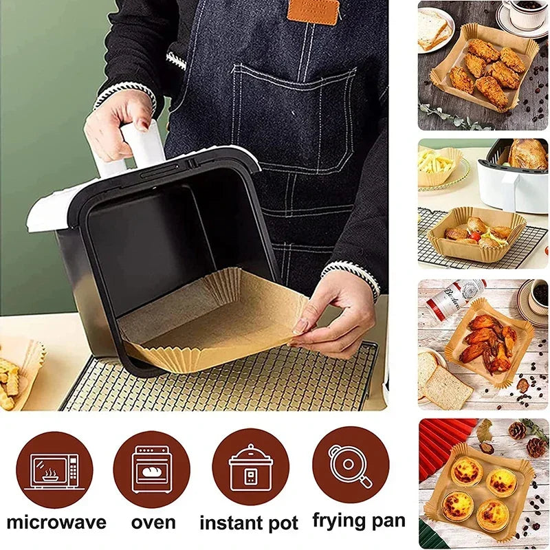 Extra Large Thickened Air Fryer Accessories Airfryer Baking Paper Disposable Paper Liner Non-Stick Parchment Oven Paper Kitchen