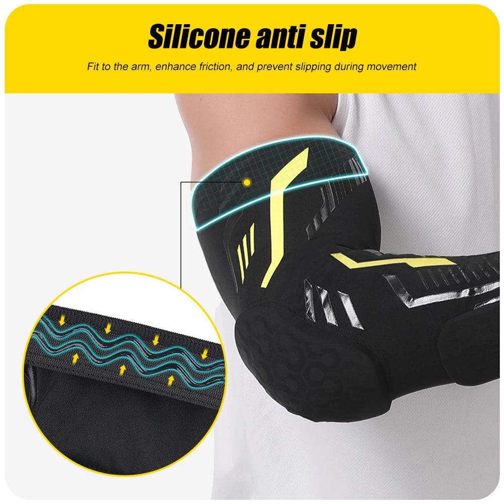 1 Pcs Professional Padded Arm Sleeves, Youth and Adult Elbow Forearm Crashproof Pads for Football Basketball Volleyball Soccer