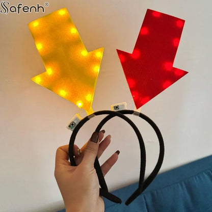 1PCSUnique Arrow Light Headband Funny Question Mark Hair Band Christmas Favors Girl Headgear Holiday Hair Hoop Costume Headpiece