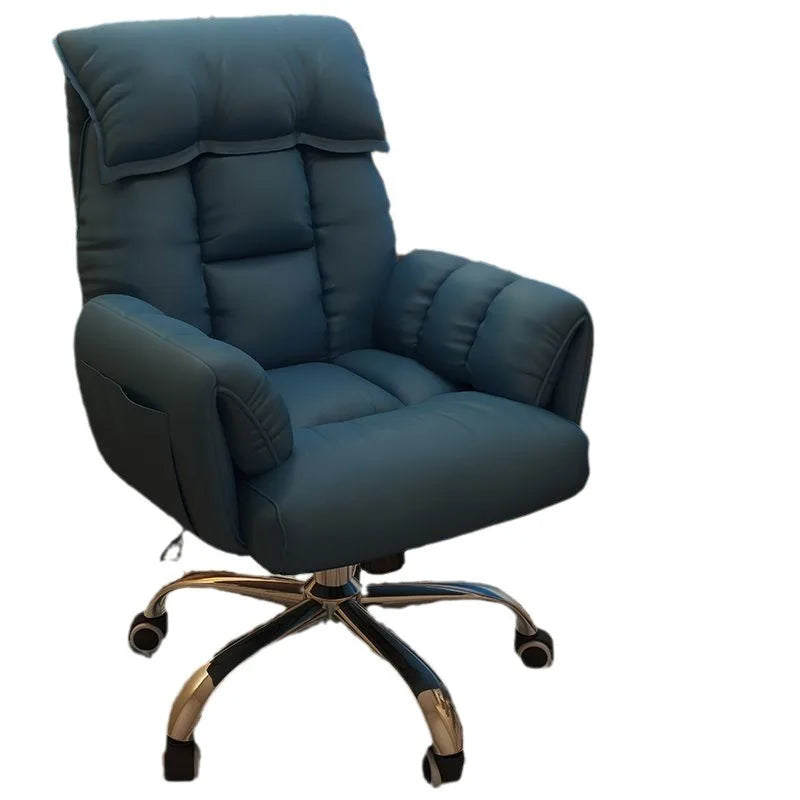 Comfortable Computer Chair with Armrest Footrest Home Office Dormitory Lounge Recliner Back Support Pillow Adjustable Seat