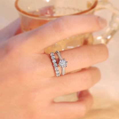 Pass Diamond Tester Pen Moissanite Ring Full Moissanites Around for Women S925 Silver Wedding Diamonds Band Stackable Ring