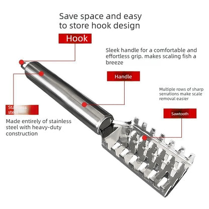 1PC Stainless Steel Fish Scale Knife Scale Scraper Sawtooth Scraping Boning Filleting Cut Scrape Dig Maw Knife