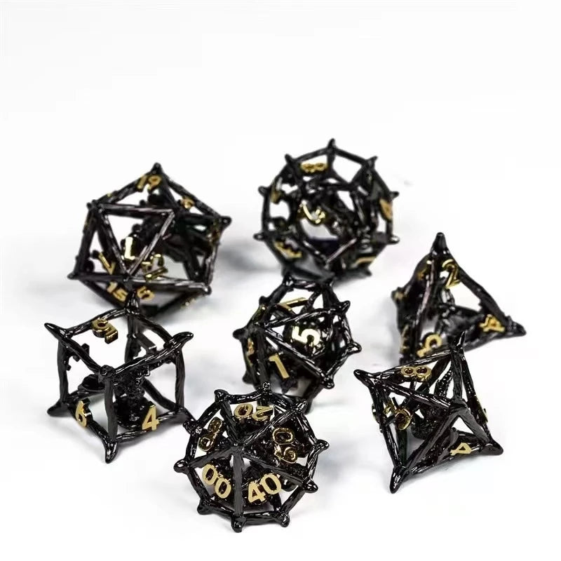 Metal Hollow Filigree 3D Tree Vine Dragon Polyhedral Dice Set For TRPG Tabletop Dice RPG Game Night Table Centerpiece As A Gift