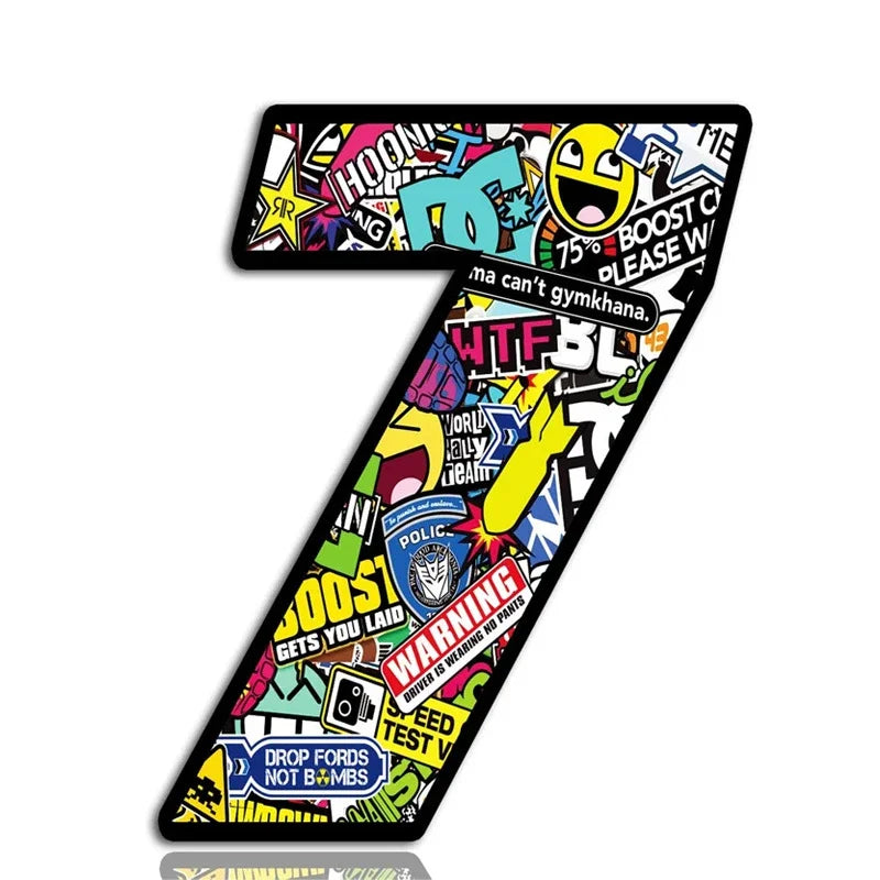 Car Sticker Exquisite Punk Digital Skull Decal Number 0-9 Exterior Parts Interior Stickers Cute, Caravan Accessories PVC