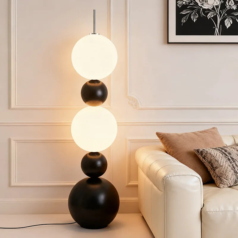 Italian Designer Black Wrought Iron Floor Lamps White Acrylic Ball Lampshade Living Room Bedroom Restaurant Study Standing Light
