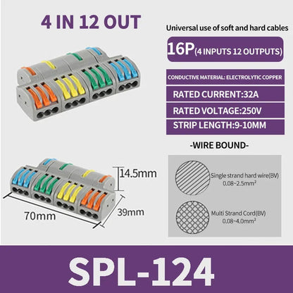 1 In Multiple Out Push-in Electrical Wire Connector Terminal Block Universal Fast Wiring Cable Connectors For Cable Connection