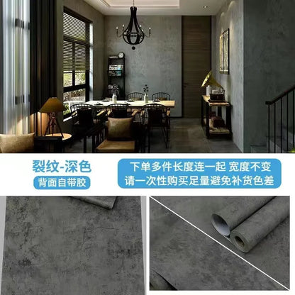 Vinyl Waterproof Self-Adhesive Wallpaper Vintage Cement Gray Wall Contact Paper,Store Bedroom Livingroom Renovation Stickers pvc