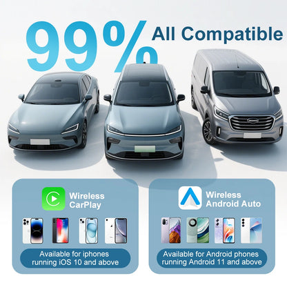 2026 Kowankit Android13 CarPlay Ai Box Wireless Android Auto 3 in 1 USB Adapter Plug & Play For Youtube Netflix Universal TV Box