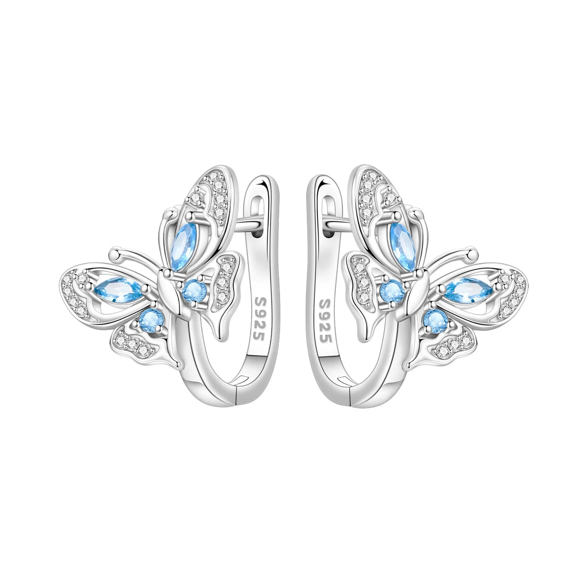 Orstarry Original 925 Sterling Silver Minimally Design Blue Zircon Earrings Women Hoop Earring Anniversary Jewelry Gifts