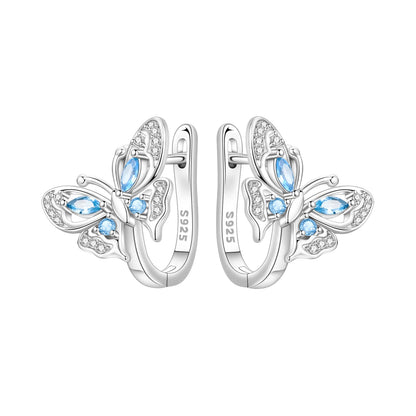 Orstarry Original 925 Sterling Silver Minimally Design Blue Zircon Earrings Women Hoop Earring Anniversary Jewelry Gifts