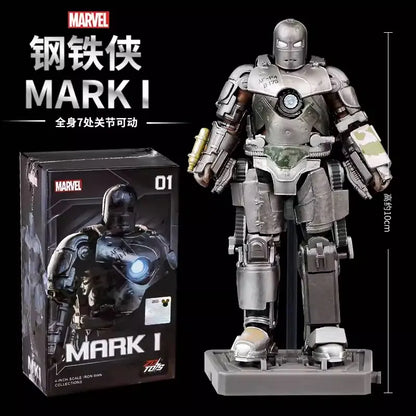 Zd Toys Marvel Iron Man Mark Mk1 Mk7 Series Action Figure Movable Collectible Model Desktop Decoration Gift Toys