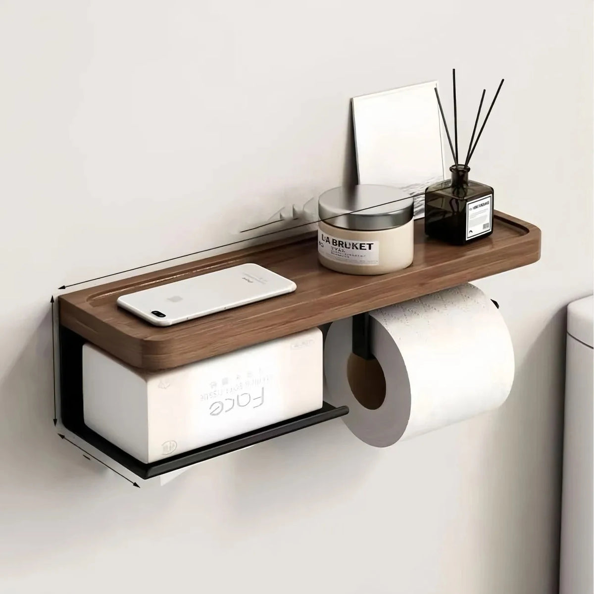 Nordic Luxury style Wooden Wall Mounted Tissue Holder Without Punching Toilet Paper Holder Home Decoration Bathroom Accessories