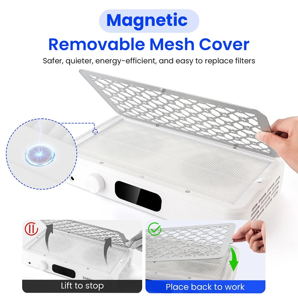 2500/2800/3000/3300/3500rpm Speed Adjustable Brushless Nail Dust Collector Powerful Twin Turbo Vacuum Nail Dust Extractor