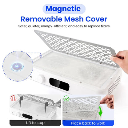 2500/2800/3000/3300/3500rpm Speed Adjustable Brushless Nail Dust Collector Powerful Twin Turbo Vacuum Nail Dust Extractor