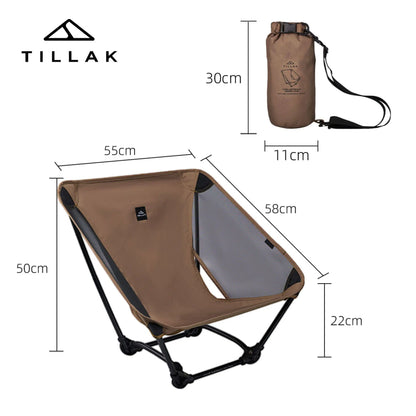 TILLAK 650g Ultralight Ground Chair 7075 Aluminum Alloy 1000D Cordura Fabric Foldable Camping Chair for Outdoor Hiking Fishing