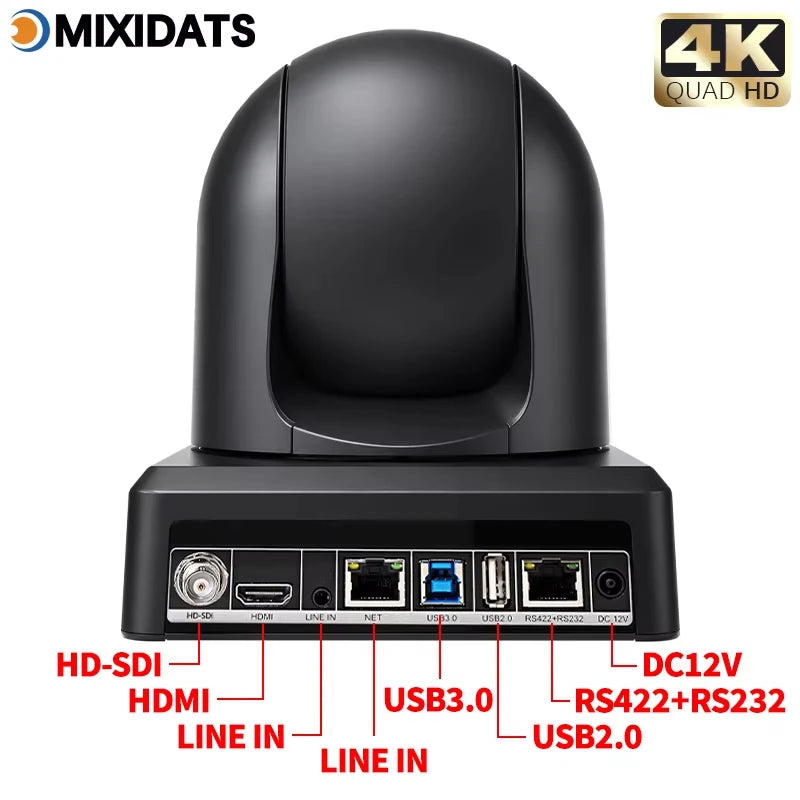 4K NDI camera 20x zoom AI tracking USB HDMI LAN and POE interfaces suitable for live streaming and business meetings in churches