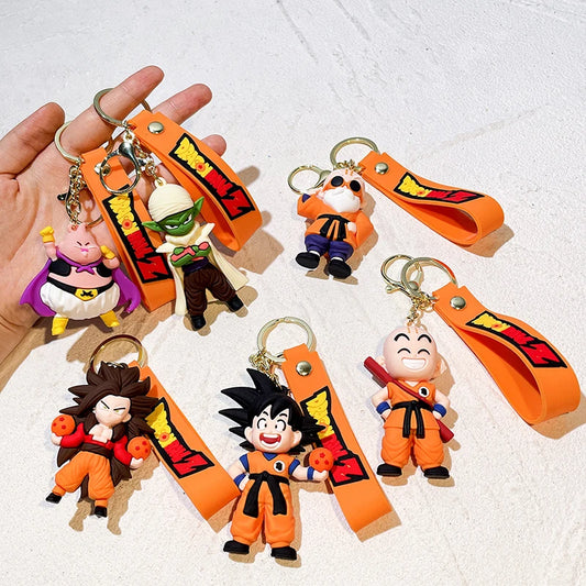 Anime Dragon Ball Keychain Ewelry Son Goku Vegeta Piccolo Action Figures Cute Keyring Bag Pendant Car Ornament Accessories Gifts