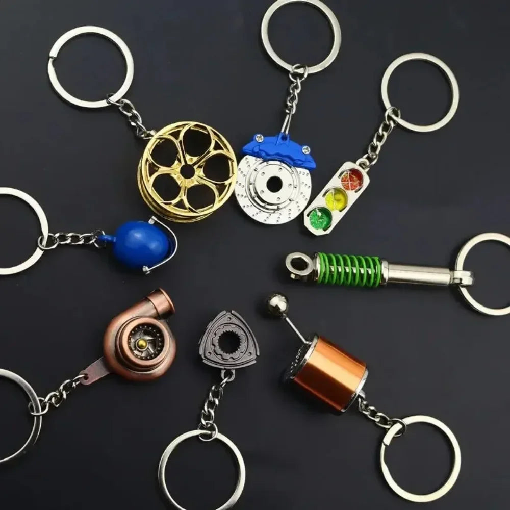 Metal Mini Car Auto Creative Wheel Keychain Parts Auto Enthusiast  Accessories KeyKeyring Ring Chain for Men Woman Lover Gift