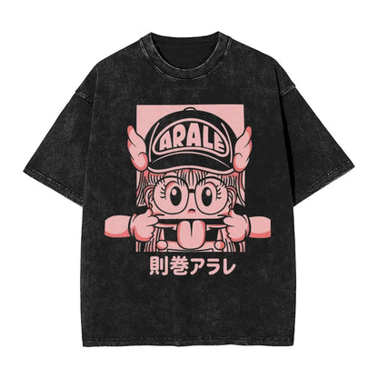 Oversized Cosplay Costumes Dr.SLUMP 2026 Summer New Product Y2K Street Hip Hop Retro Men's Washed T-shirt