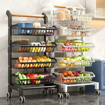 Light Luxury Metal Kitchen Trolleys Creative Storage Cart Modern Home Furniture Floor Multi-layer Fruit Vegetable Snacks Shelf