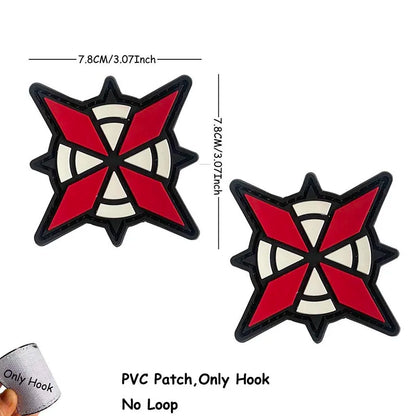 1PC,2PCS/ Umbrella Corporation PVC Rubber Morale Emblem,Biohazard Insignia Applique Embroidered patches,Tactical Backpack Badges