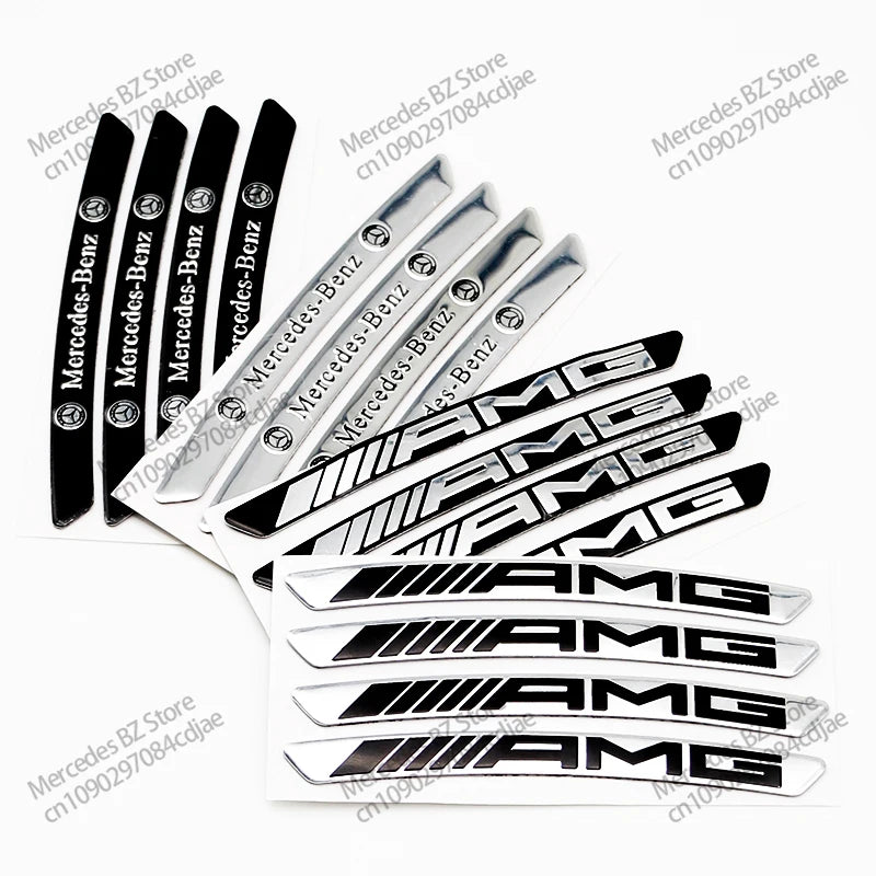 4Pcs Wheel Hub Stickers Wheel Rims Aluminium Decoration Strips For Mercedes Benz AMG GLC GLA GLB GLE GLS CLA W204 W205 W169 W176